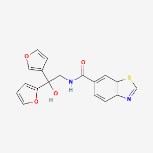 molecular formula C18H14N2O4S B2478741 N-[2-(furan-2-yl)-2-(furan-3-yl)-2-hydroxyethyl]-1,3-benzothiazole-6-carboxamide CAS No. 2034329-26-3