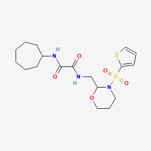 molecular formula C18H27N3O5S2 B2478764 N'-cycloheptyl-N-{[3-(thiophene-2-sulfonyl)-1,3-oxazinan-2-yl]methyl}ethanediamide CAS No. 872986-88-4