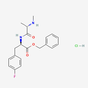 molecular formula C20H24ClFN2O3 B2478775 N-Methyl-D-alanyl-4-fluoro-D-phenylalanine phenylmethyl ester hydrochloride CAS No. 874336-39-7