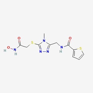 molecular formula C11H13N5O3S2 B2478823 N-((5-((2-(hydroxyamino)-2-oxoethyl)thio)-4-methyl-4H-1,2,4-triazol-3-yl)methyl)thiophene-2-carboxamide CAS No. 878065-10-2