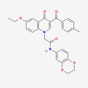 molecular formula C29H26N2O6 B2478834 N-(2,3-dihydro-1,4-benzodioxin-6-yl)-2-[6-ethoxy-3-(4-methylbenzoyl)-4-oxo-1,4-dihydroquinolin-1-yl]acetamide CAS No. 895650-92-7