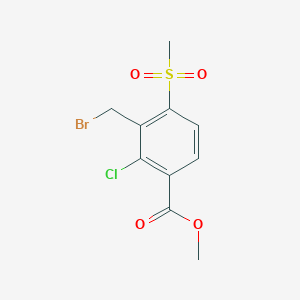 molecular formula C10H10BrClO4S B2478850 Methyl 3-bromomethyl-2-chloro-4-methylsulfonylbenzoate CAS No. 120100-44-9