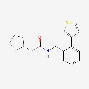 molecular formula C18H21NOS B2478853 2-cyclopentyl-N-(2-(thiophen-3-yl)benzyl)acetamide CAS No. 1706378-24-6