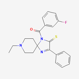 molecular formula C22H22FN3OS B2478886 8-Ethyl-1-(3-fluorobenzoyl)-3-phenyl-1,4,8-triazaspiro[4.5]dec-3-ene-2-thione CAS No. 872199-79-6