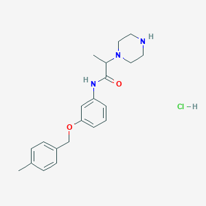 molecular formula C21H28ClN3O2 B024789 alpha-Methyl-3'-((p-methylbenzyl)oxy)-1-piperazineacetanilide hydrochloride CAS No. 19644-91-8