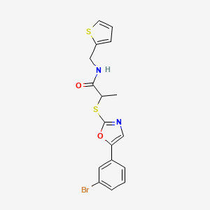 2-((5-(3-bromophenyl)oxazol-2-yl)thio)-N-(thiophen-2-ylmethyl)propanamide