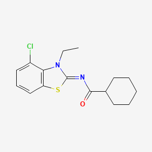 molecular formula C16H19ClN2OS B2478961 N-[(2E)-4-chloro-3-ethyl-2,3-dihydro-1,3-benzothiazol-2-ylidene]cyclohexanecarboxamide CAS No. 865545-56-8