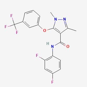 molecular formula C19H14F5N3O2 B2478987 N-(2,4-difluorophenyl)-1,3-dimethyl-5-[3-(trifluoromethyl)phenoxy]-1H-pyrazole-4-carboxamide CAS No. 303997-89-9