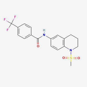 molecular formula C18H17F3N2O3S B2478988 N-(1-methanesulfonyl-1,2,3,4-tetrahydroquinolin-6-yl)-4-(trifluoromethyl)benzamide CAS No. 899945-71-2