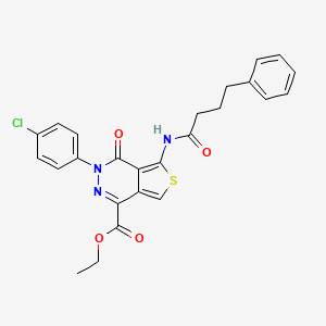 B2479016 Ethyl 3-(4-chlorophenyl)-4-oxo-5-(4-phenylbutanamido)-3,4-dihydrothieno[3,4-d]pyridazine-1-carboxylate CAS No. 851950-84-0
