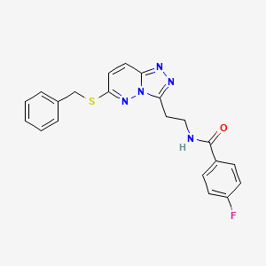 molecular formula C21H18FN5OS B2479051 N-{2-[6-(benzylsulfanyl)-[1,2,4]triazolo[4,3-b]pyridazin-3-yl]ethyl}-4-fluorobenzamide CAS No. 897613-02-4