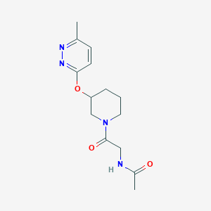 molecular formula C14H20N4O3 B2479110 N-(2-(3-((6-methylpyridazin-3-yl)oxy)piperidin-1-yl)-2-oxoethyl)acetamide CAS No. 2034439-48-8
