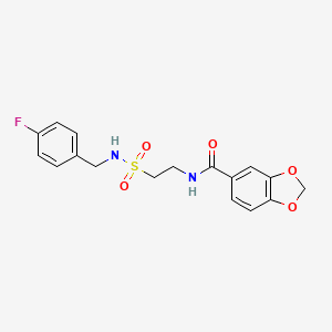 molecular formula C17H17FN2O5S B2479136 N-(2-{[(4-fluorophenyl)methyl]sulfamoyl}ethyl)-2H-1,3-benzodioxole-5-carboxamide CAS No. 899968-40-2