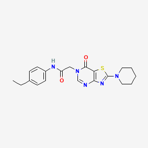 molecular formula C20H23N5O2S B2479141 N-(4-ethylphenyl)-2-[7-oxo-2-(piperidin-1-yl)-6H,7H-[1,3]thiazolo[4,5-d]pyrimidin-6-yl]acetamide CAS No. 1223896-23-8