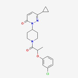 molecular formula C21H24ClN3O3 B2479153 2-{1-[2-(3-Chlorophenoxy)propanoyl]piperidin-4-yl}-6-cyclopropyl-2,3-dihydropyridazin-3-one CAS No. 2310017-03-7