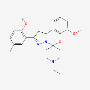 molecular formula C24H29N3O3 B2479158 2-(1'-Ethyl-7-methoxy-1,10b-dihydrospiro[benzo[e]pyrazolo[1,5-c][1,3]oxazine-5,4'-piperidin]-2-yl)-4-methylphenol CAS No. 899728-03-1