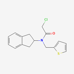molecular formula C16H16ClNOS B2479160 2-Chloro-N-(2,3-dihydro-1H-inden-2-yl)-N-(thiophen-2-ylmethyl)acetamide CAS No. 2411278-05-0