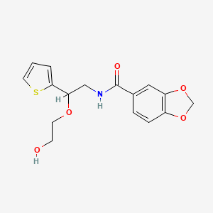 molecular formula C16H17NO5S B2479170 N-(2-(2-hydroxyethoxy)-2-(thiophen-2-yl)ethyl)benzo[d][1,3]dioxole-5-carboxamide CAS No. 2034302-96-8