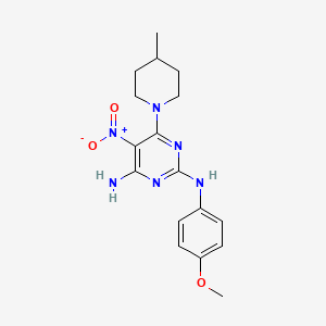 N2-(4-methoxyphenyl)-6-(4-methylpiperidin-1-yl)-5-nitropyrimidine-2,4-diamine