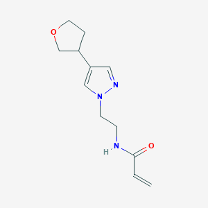 molecular formula C12H17N3O2 B2479174 N-{2-[4-(oxolan-3-yl)-1H-pyrazol-1-yl]ethyl}prop-2-enamide CAS No. 2361640-32-4