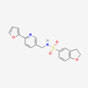 molecular formula C18H16N2O4S B2479178 N-((6-(furan-2-yl)pyridin-3-yl)methyl)-2,3-dihydrobenzofuran-5-sulfonamide CAS No. 2034395-08-7