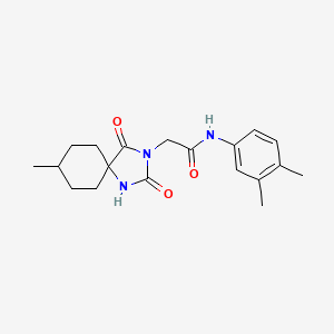 molecular formula C19H25N3O3 B2479185 N-(3,4-dimethylphenyl)-2-(8-methyl-2,4-dioxo-1,3-diazaspiro[4.5]decan-3-yl)acetamide CAS No. 744211-00-5