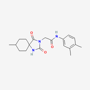 N-(3,4-dimethylphenyl)-2-(8-methyl-2,4-dioxo-1,3-diazaspiro[4.5]dec-3-yl)acetamide