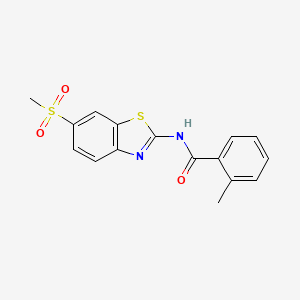 molecular formula C16H14N2O3S2 B2479216 N-(6-METHANESULFONYL-1,3-BENZOTHIAZOL-2-YL)-2-METHYLBENZAMIDE CAS No. 289062-92-6