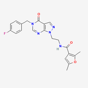 molecular formula C21H20FN5O3 B2479245 N-(2-(5-(4-fluorobenzyl)-4-oxo-4,5-dihydro-1H-pyrazolo[3,4-d]pyrimidin-1-yl)ethyl)-2,5-dimethylfuran-3-carboxamide CAS No. 1207012-92-7