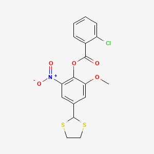 4-(1,3-Dithiolan-2-yl)-2-methoxy-6-nitrophenyl 2-chlorobenzenecarboxylate