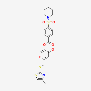 6-(((4-methylthiazol-2-yl)thio)methyl)-4-oxo-4H-pyran-3-yl 4-(piperidin-1-ylsulfonyl)benzoate