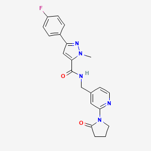 3-(4-fluorophenyl)-1-methyl-N-((2-(2-oxopyrrolidin-1-yl)pyridin-4-yl)methyl)-1H-pyrazole-5-carboxamide