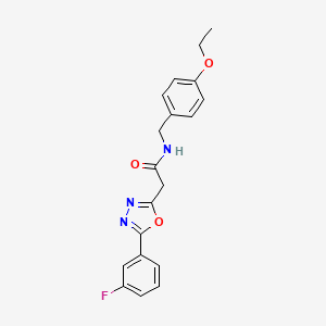 molecular formula C19H18FN3O3 B2479267 N-[(4-ethoxyphenyl)methyl]-2-[5-(3-fluorophenyl)-1,3,4-oxadiazol-2-yl]acetamide CAS No. 1286706-65-7