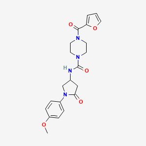4-(furan-2-carbonyl)-N-(1-(4-methoxyphenyl)-5-oxopyrrolidin-3-yl)piperazine-1-carboxamide