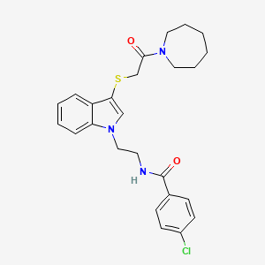 N-(2-(3-((2-(azepan-1-yl)-2-oxoethyl)thio)-1H-indol-1-yl)ethyl)-4-chlorobenzamide