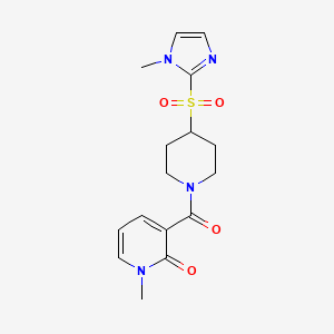 1-methyl-3-(4-((1-methyl-1H-imidazol-2-yl)sulfonyl)piperidine-1-carbonyl)pyridin-2(1H)-one