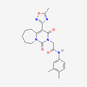 molecular formula C22H25N5O4 B2479299 N-(3,4-dimethylphenyl)-2-[4-(5-methyl-1,2,4-oxadiazol-3-yl)-1,3-dioxo-1H,2H,3H,5H,6H,7H,8H,9H-pyrimido[1,6-a]azepin-2-yl]acetamide CAS No. 1775354-12-5