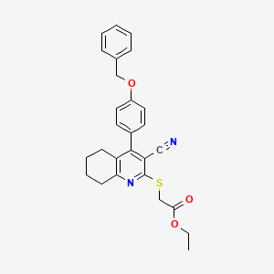 molecular formula C27H26N2O3S B2479308 ethyl 2-({4-[4-(benzyloxy)phenyl]-3-cyano-5,6,7,8-tetrahydroquinolin-2-yl}sulfanyl)acetate CAS No. 391228-38-9