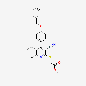 Ethyl 2-[[3-cyano-4-(4-phenylmethoxyphenyl)-5,6,7,8-tetrahydroquinolin-2-yl]sulfanyl]acetate