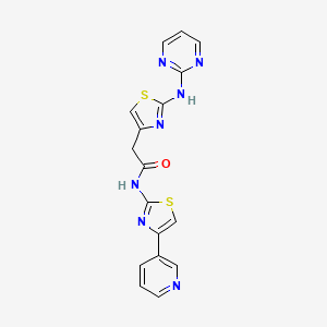 molecular formula C17H13N7OS2 B2479315 N-(4-(pyridin-3-yl)thiazol-2-yl)-2-(2-(pyrimidin-2-ylamino)thiazol-4-yl)acetamide CAS No. 1226436-53-8