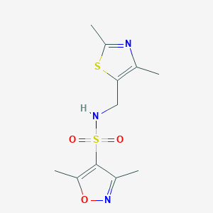molecular formula C11H15N3O3S2 B2479321 N-[(2,4-dimethyl-1,3-thiazol-5-yl)methyl]-3,5-dimethyl-1,2-oxazole-4-sulfonamide CAS No. 1396706-90-3