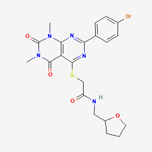 2-((2-(4-bromophenyl)-6,8-dimethyl-5,7-dioxo-5,6,7,8-tetrahydropyrimido[4,5-d]pyrimidin-4-yl)thio)-N-((tetrahydrofuran-2-yl)methyl)acetamide