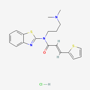 molecular formula C19H22ClN3OS2 B2479332 (E)-N-(benzo[d]thiazol-2-yl)-N-(3-(dimethylamino)propyl)-3-(thiophen-2-yl)acrylamide hydrochloride CAS No. 1217227-10-5