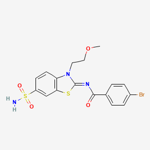 4-bromo-N-[3-(2-methoxyethyl)-6-sulfamoyl-1,3-benzothiazol-2-ylidene]benzamide