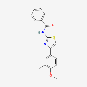 molecular formula C18H16N2O2S B2479342 N-[4-(4-甲氧基-3-甲基苯基)-1,3-噻唑-2-基]苯甲酰胺 CAS No. 317853-95-5