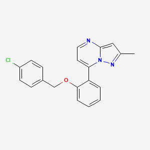 molecular formula C20H16ClN3O B2479353 4-Chlorobenzyl 2-(2-methylpyrazolo[1,5-A]pyrimidin-7-YL)phenyl ether CAS No. 439109-56-5