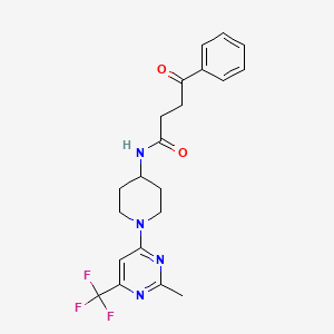 molecular formula C21H23F3N4O2 B2479355 N-(1-(2-methyl-6-(trifluoromethyl)pyrimidin-4-yl)piperidin-4-yl)-4-oxo-4-phenylbutanamide CAS No. 2034348-98-4