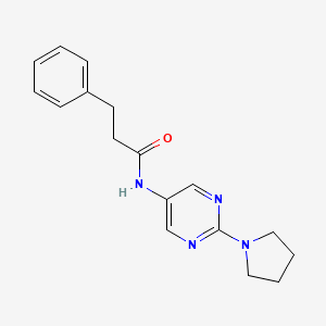 molecular formula C17H20N4O B2479356 3-phenyl-N-(2-(pyrrolidin-1-yl)pyrimidin-5-yl)propanamide CAS No. 1421460-08-3