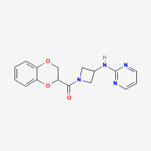 molecular formula C16H16N4O3 B2479358 N-[1-(2,3-dihydro-1,4-benzodioxine-2-carbonyl)azetidin-3-yl]pyrimidin-2-amine CAS No. 2177060-83-0