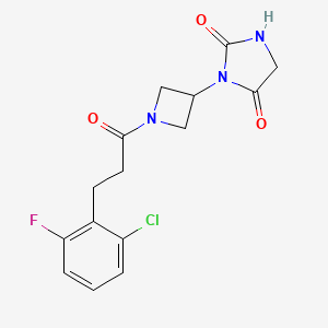 molecular formula C15H15ClFN3O3 B2479363 3-(1-(3-(2-Chloro-6-fluorophenyl)propanoyl)azetidin-3-yl)imidazolidine-2,4-dione CAS No. 2034364-34-4